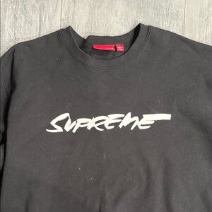 Supreme Black Crewneck with White Brush Script Logo